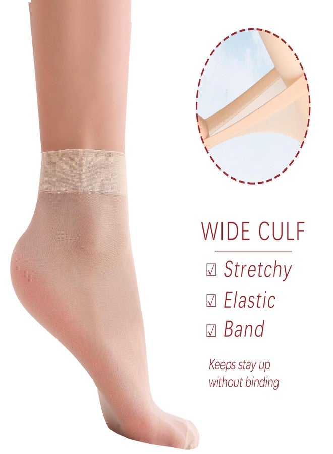 FeinYee 9(in Gift Box) Pairs Ankle Sheer Socks for Women,Premium 20Dnner pop socks in Black & Nude One Size(6B+N) - Image 2